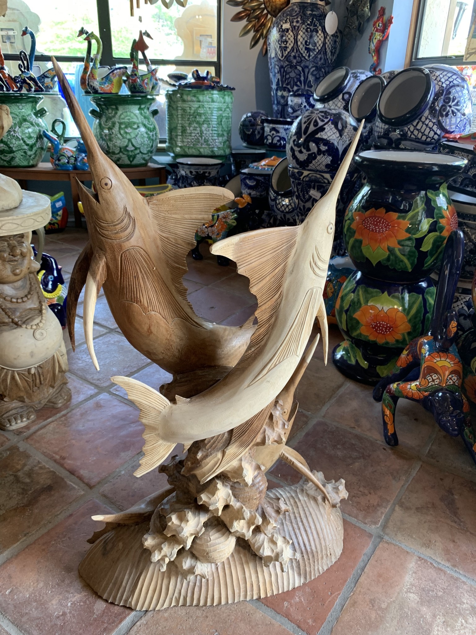 CARVED WOOD MARLIN - Pottery As Art