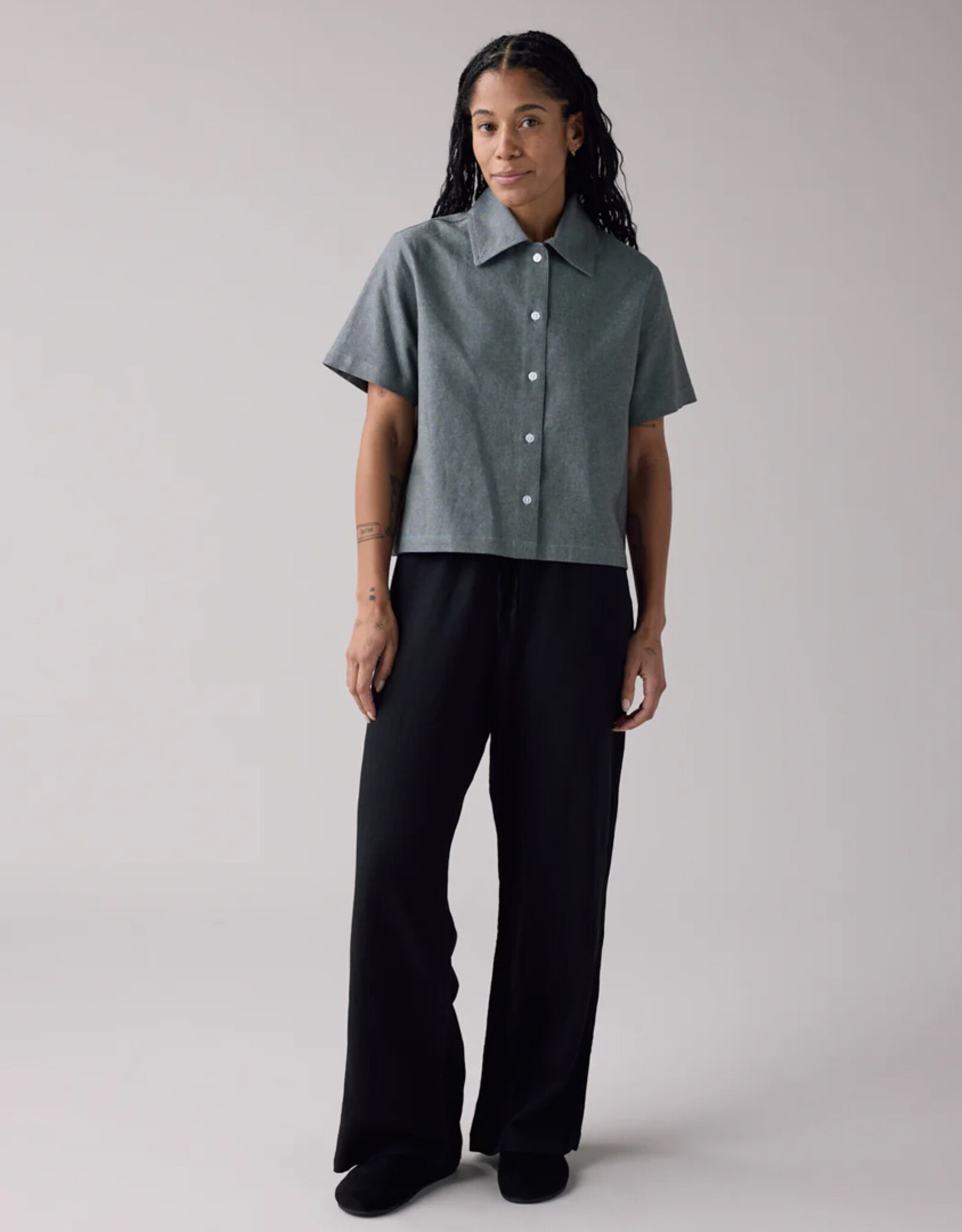 Anian - The Haro Crop Shirt - Seafoam