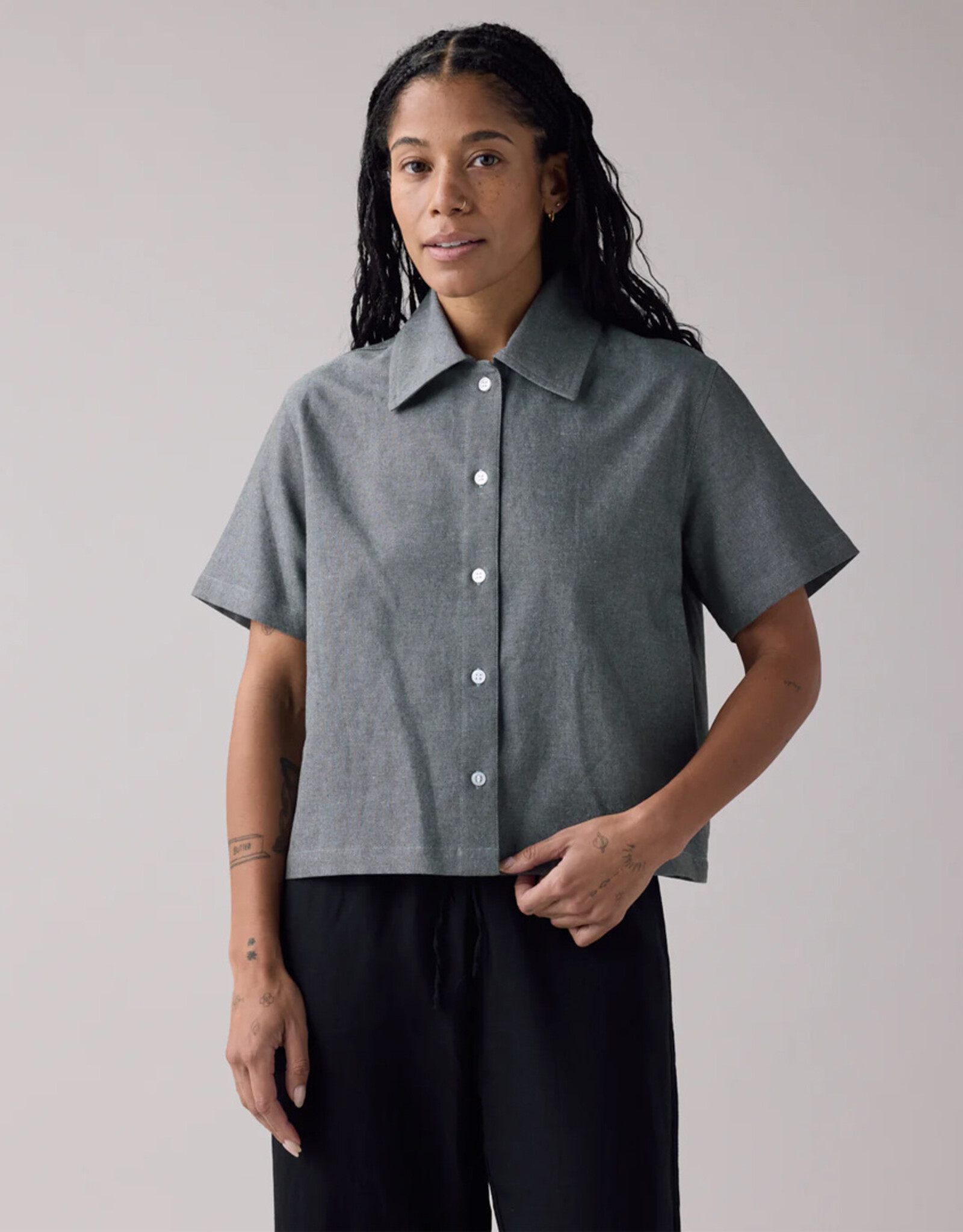 Anian - The Haro Crop Shirt - Seafoam