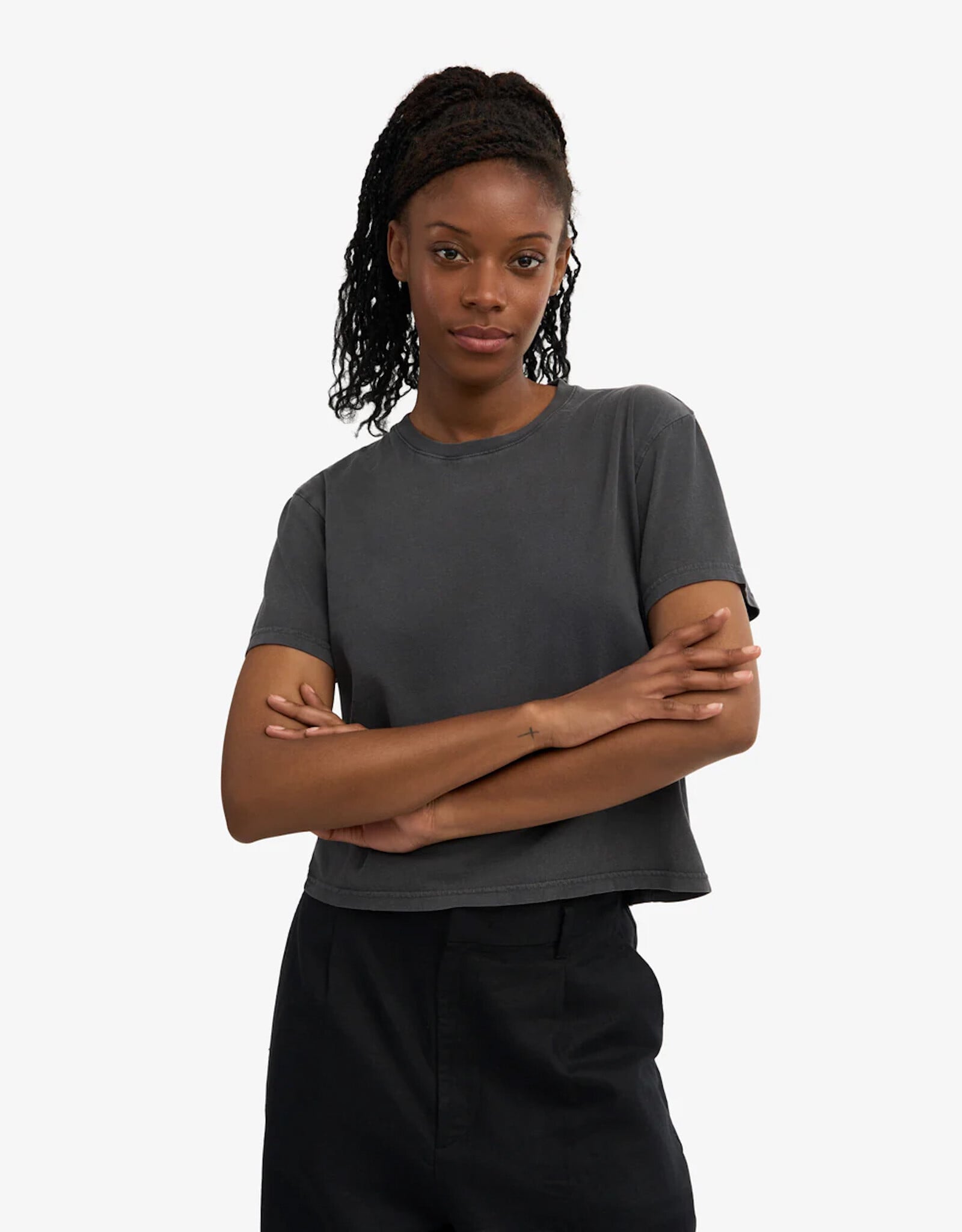 Colorful Standard - Boxy Crop Tee - Faded Black