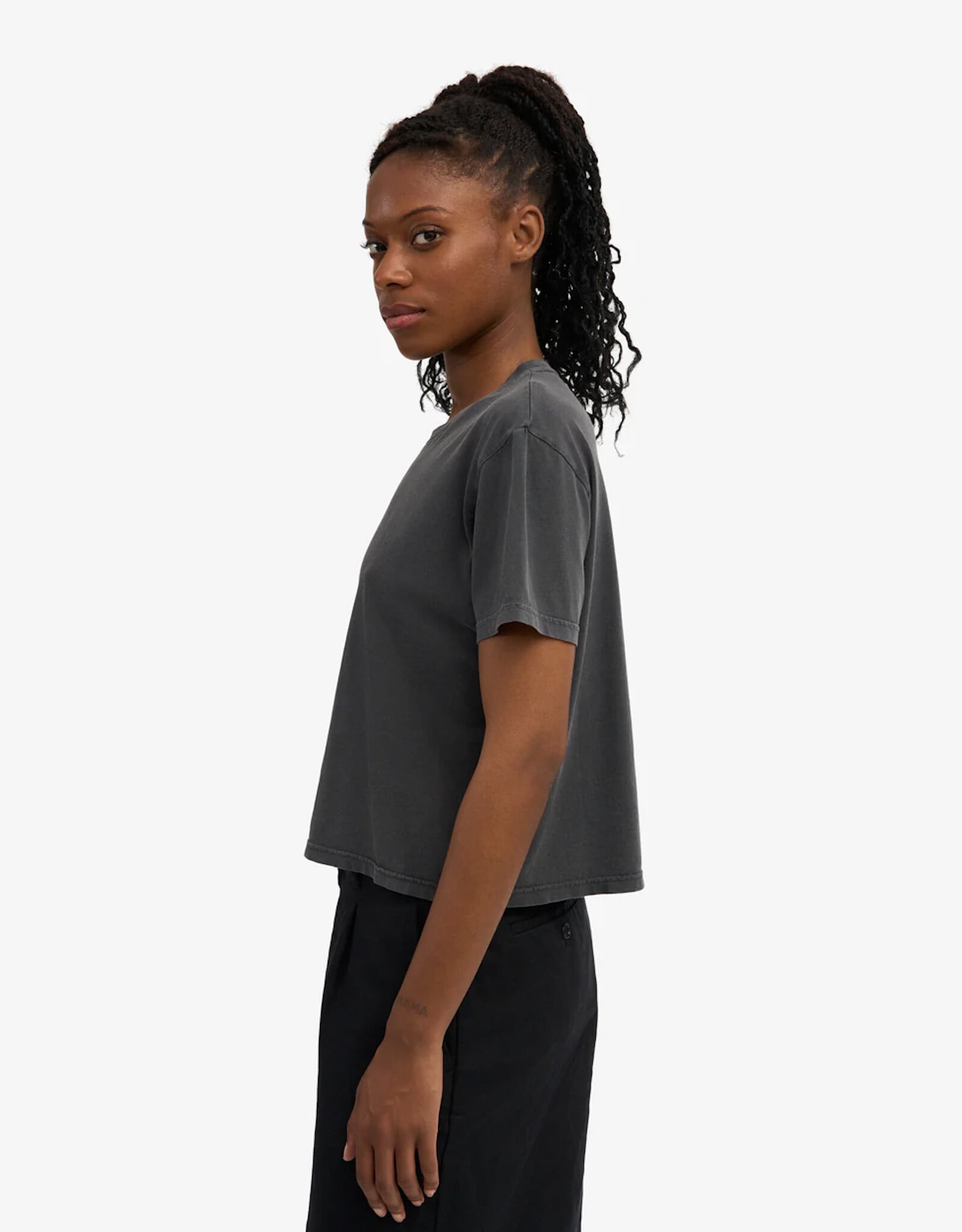 Colorful Standard - Boxy Crop Tee - Faded Black