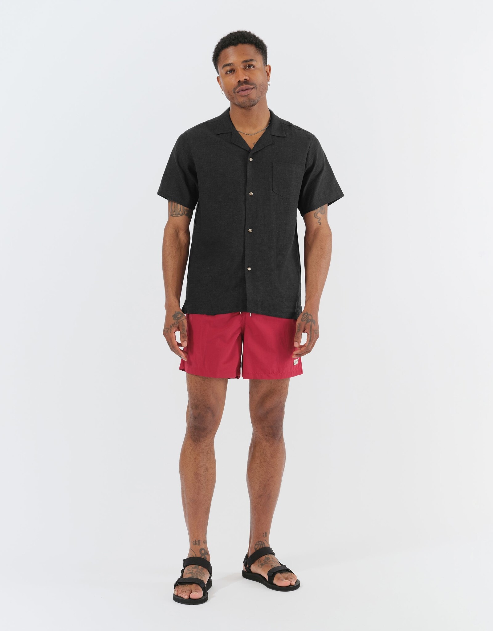Bather - Linen Camp Shirt - Black