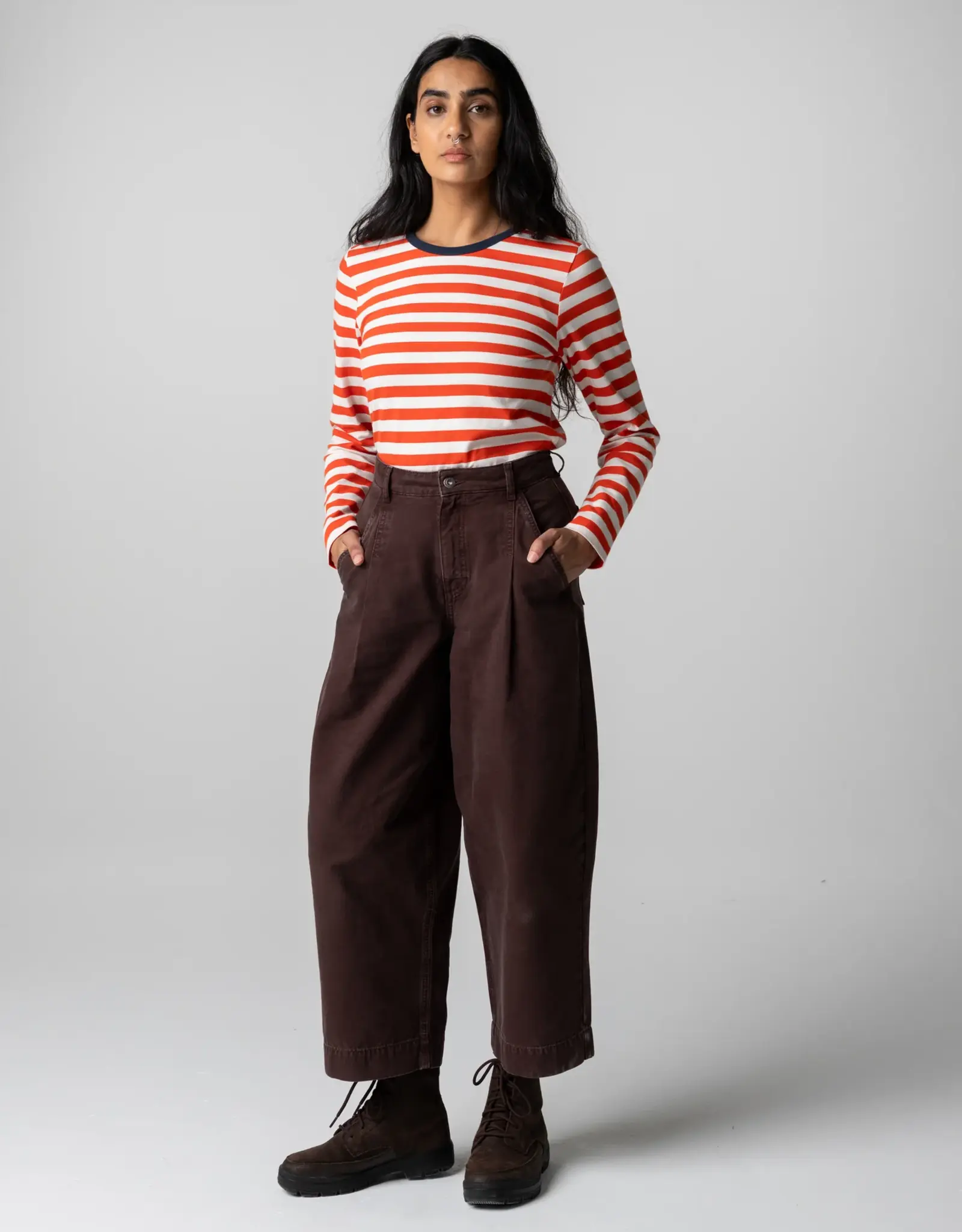 Finisterre - Eldon LS Stripe - Lighthouse Red & Ecru