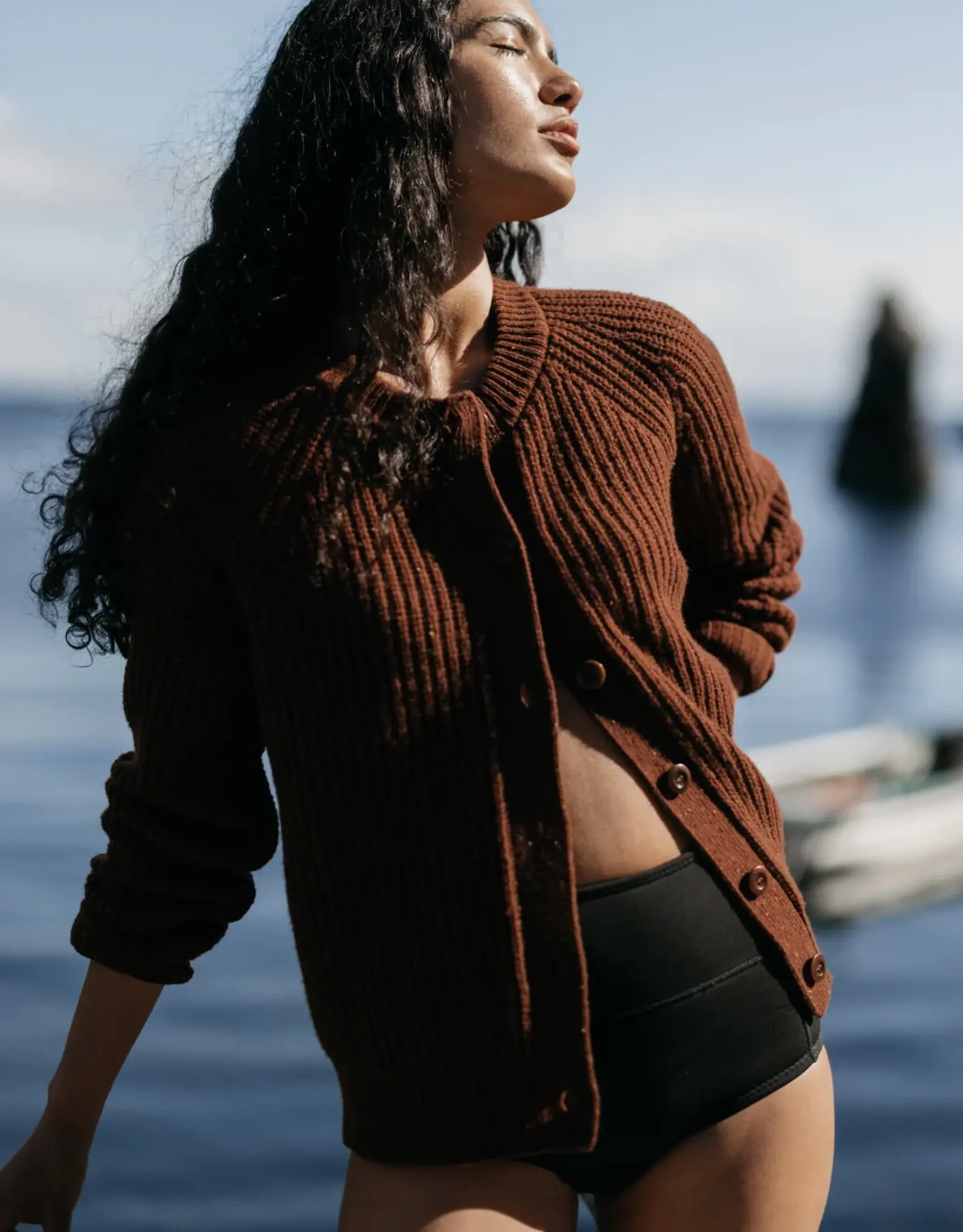 Finisterre - W's Mora Cardigan - Mahogany Brown