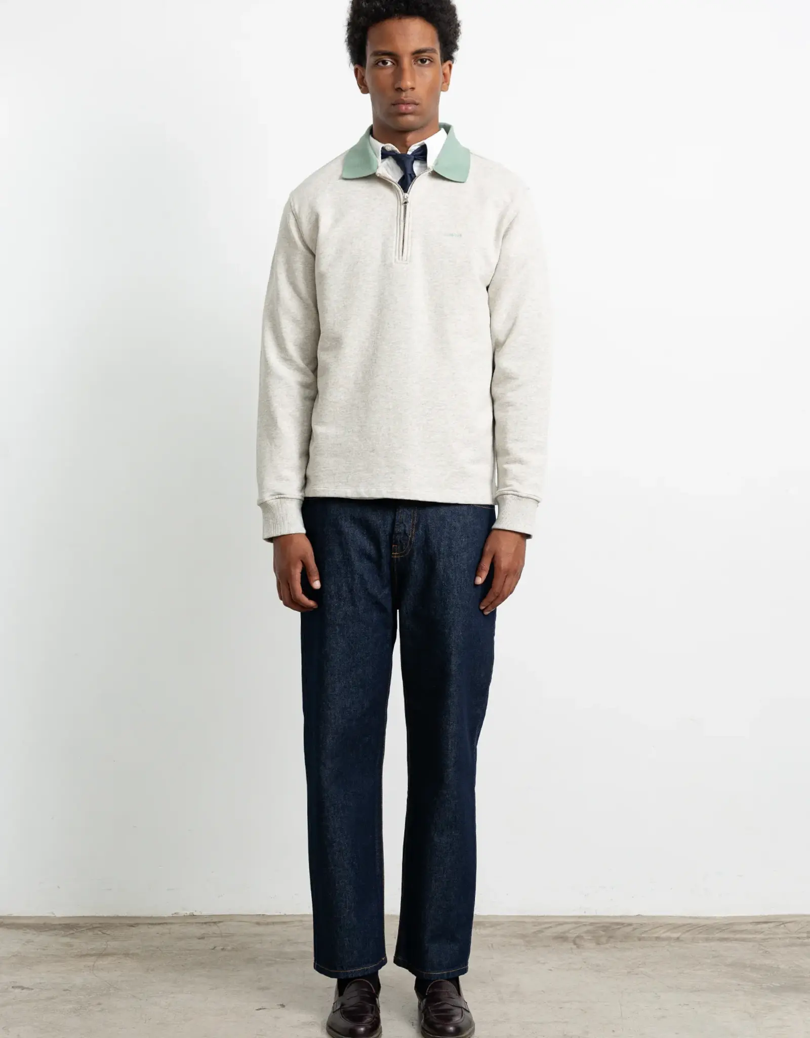 Edmmond - Mini Logo Zip - Grey Melange