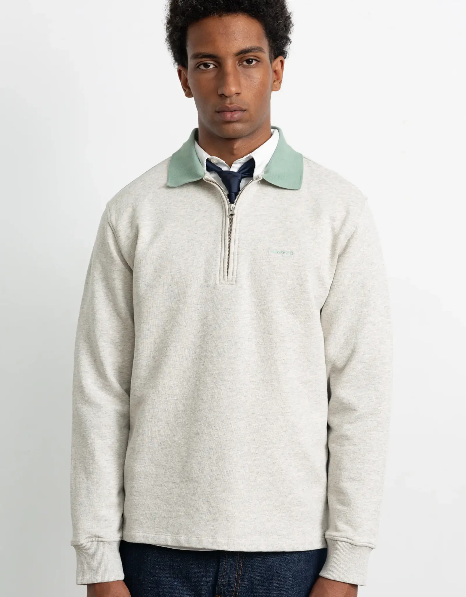 Edmmond - Mini Logo Zip - Grey Melange