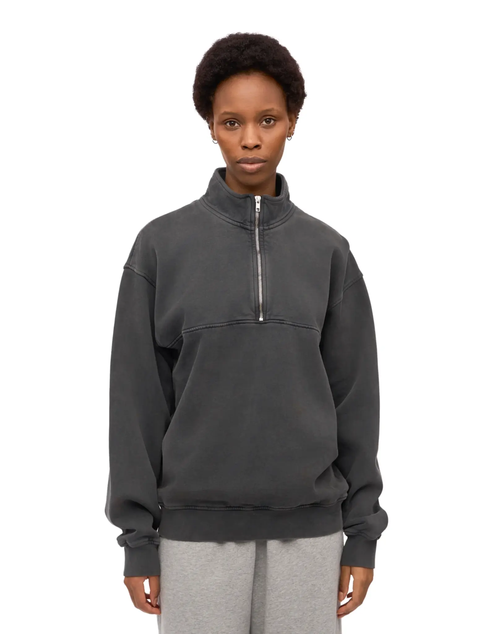 Colorful Standard - Organic Quarter Zip Crew - Faded Black