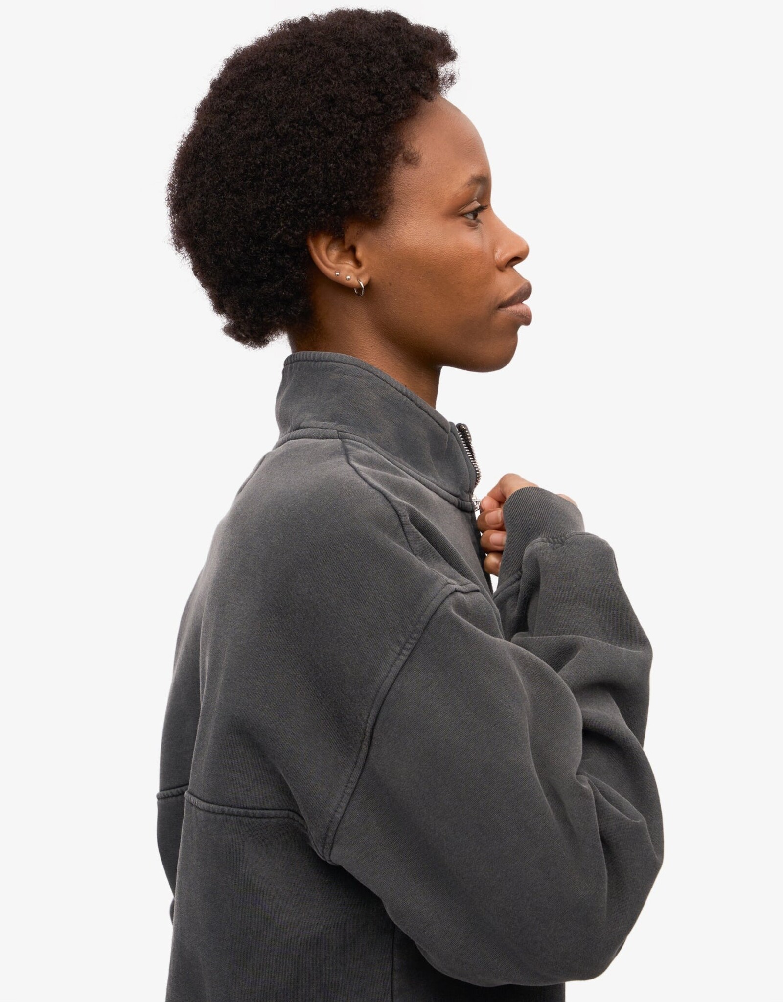 Colorful Standard - Organic Quarter Zip Crew - Faded Black