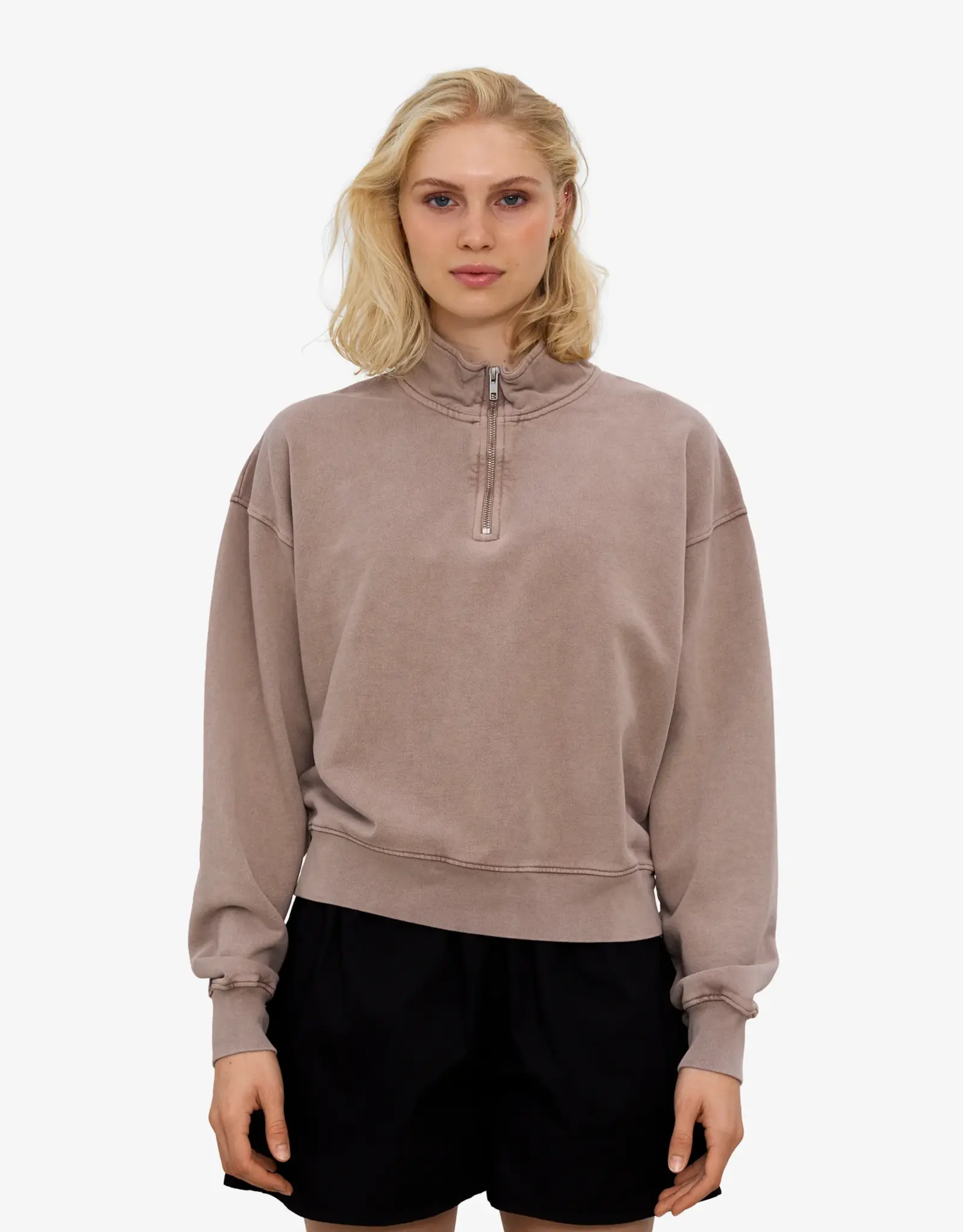 Colorful Standard - Women Quarter Zip Crew - Faded Khaki