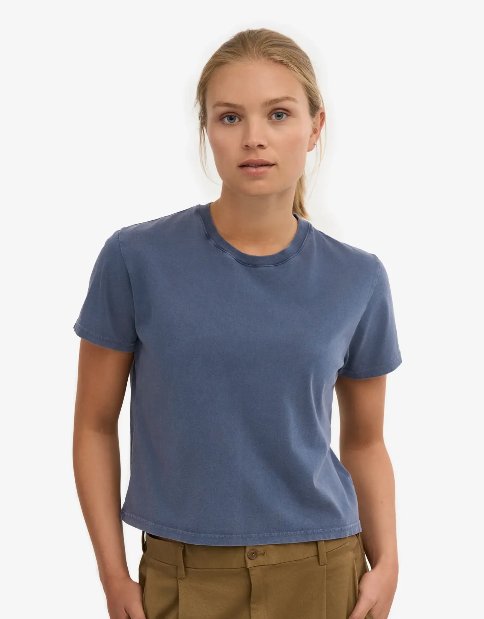 Colorful Standard - Boxy Crop Tee - Faded Indigo