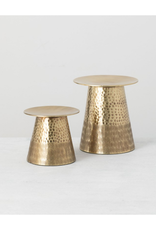 Ens. 2 bougeoirs en aluminium doré