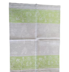 Linge à vaisselle papillons gris et vert , 100% Lin