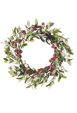 Rosemary & Time Couronne de feuilles et baies givrées(13'' diamètre total)