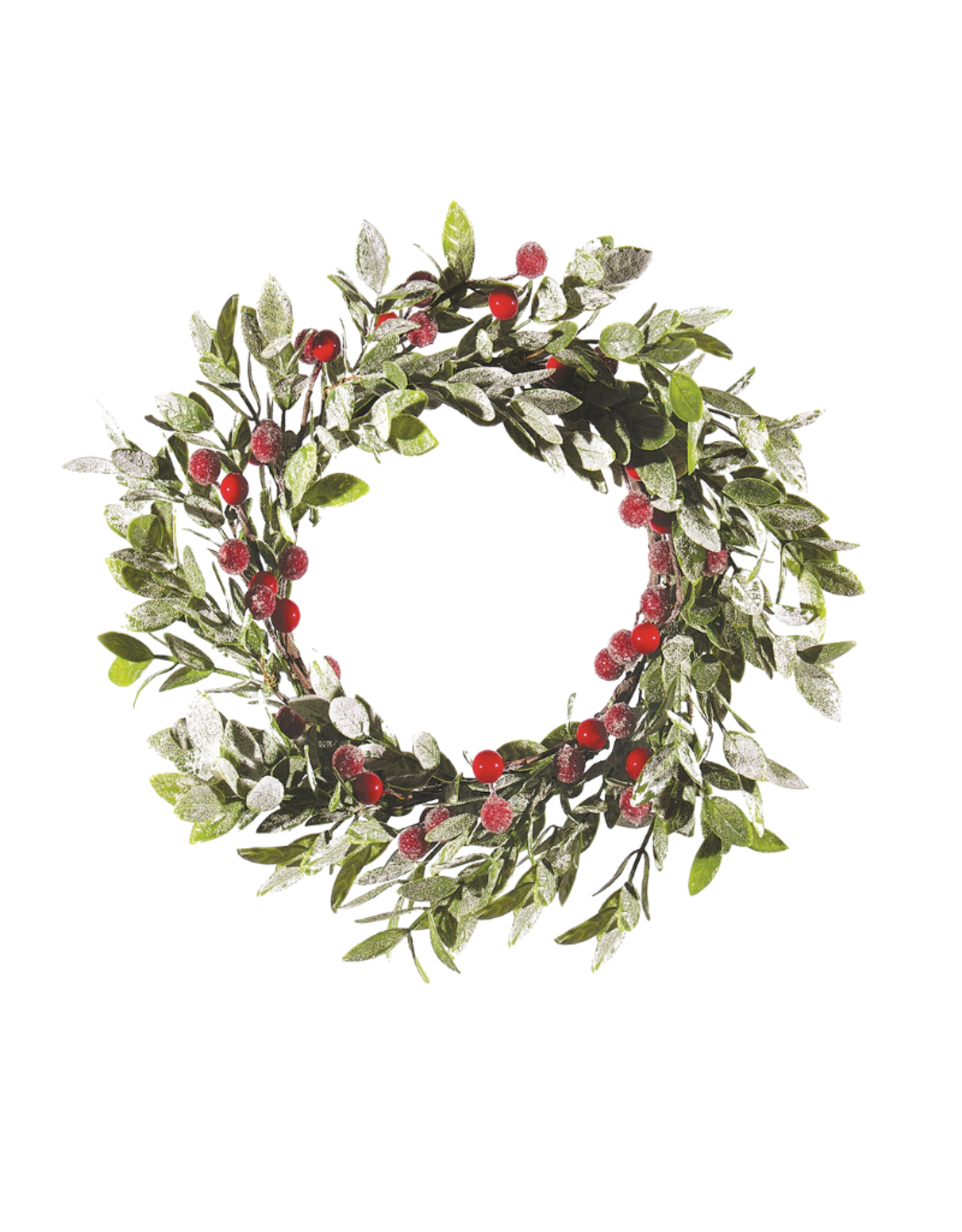 Rosemary & Time Couronne de feuilles et baies givrées(13'' diamètre total)