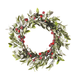Rosemary & Time Couronne de feuilles et baies givrées(13'' diamètre total)