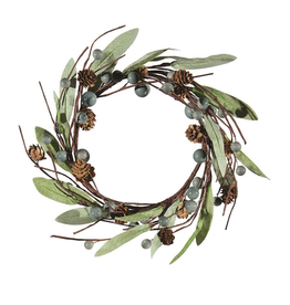 Rosemary & Time Couronne feuilles de sauge et cocottes de cèdre avec baies