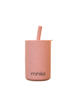 Minika Verre avec couvercle et paille en silicone -sorbet