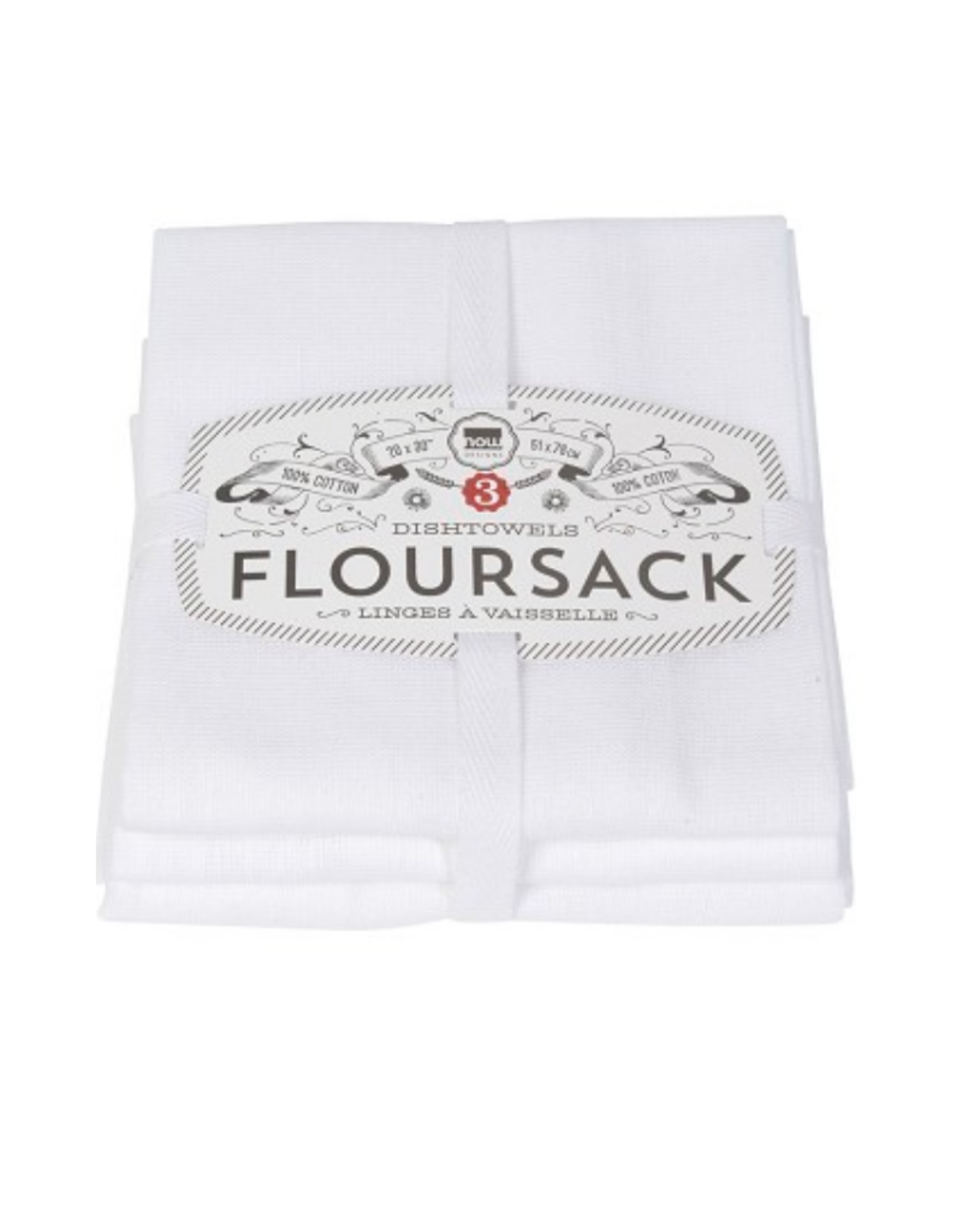 Now Designs Linges à vaisselle 'Baker's Floursack' en coton 3UN blancs