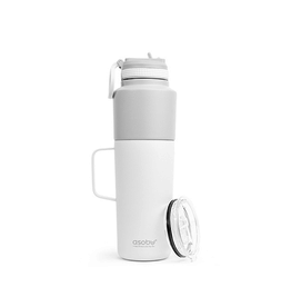 Tasse double parois 20 oz Blanche avec bouteille d'eau 30 oz intégrée et couvercle pour utiliser la tasse seule