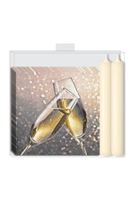 Ens. Serviettes en papier et chandelles - Flûtes à champagne