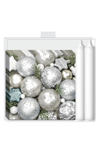 Ens. serviettes en papier et chandelles - boules de Noel argent