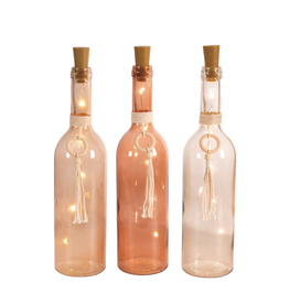 Bouteille de verre avec lumières LED à l'intérieur Tons de pêches assortis