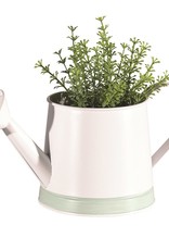 Rosemary & Time Pot à plantes style arrosoir Blanc et vert menthe