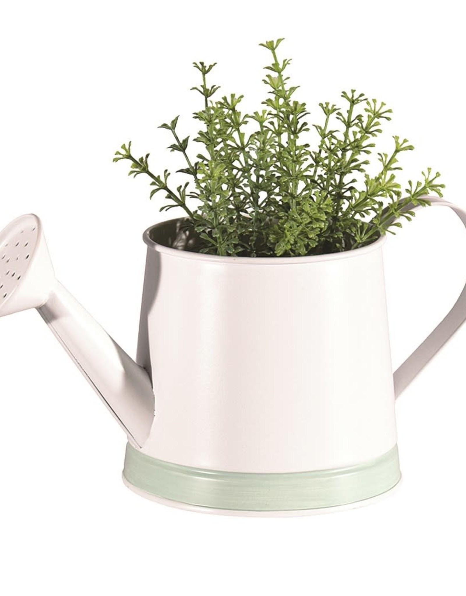 Rosemary & Time Pot à plantes style arrosoir Blanc et vert menthe