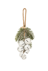 Ornement clochettes blanches et branche de sapin