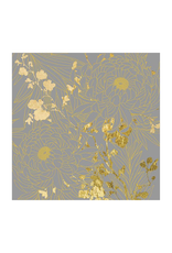 Serviettes en papier fleurs dorées sur fond gris