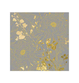 Serviettes en papier fleurs dorées sur fond gris