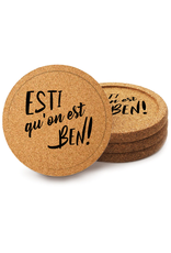 La Maison du Bar Ens. 4 sous-verres 'Esti qu'on est ben!'