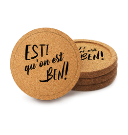 La Maison du Bar Ens. 4 sous-verres 'Esti qu'on est ben!'