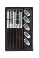 Ens. 5 paires de baguettes chinoises avec repose-baguettes