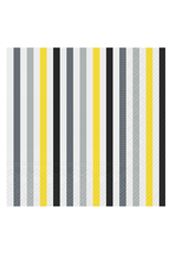 Serviettes en papier motif rayé jaune et gris