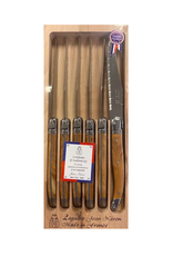 Jean Néron Ens. 6 couteaux à steak Laguiole couleur bois d'olivier