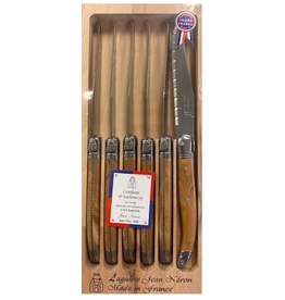 Jean Néron Ens. 6 couteaux à steak Laguiole couleur bois d'olivier