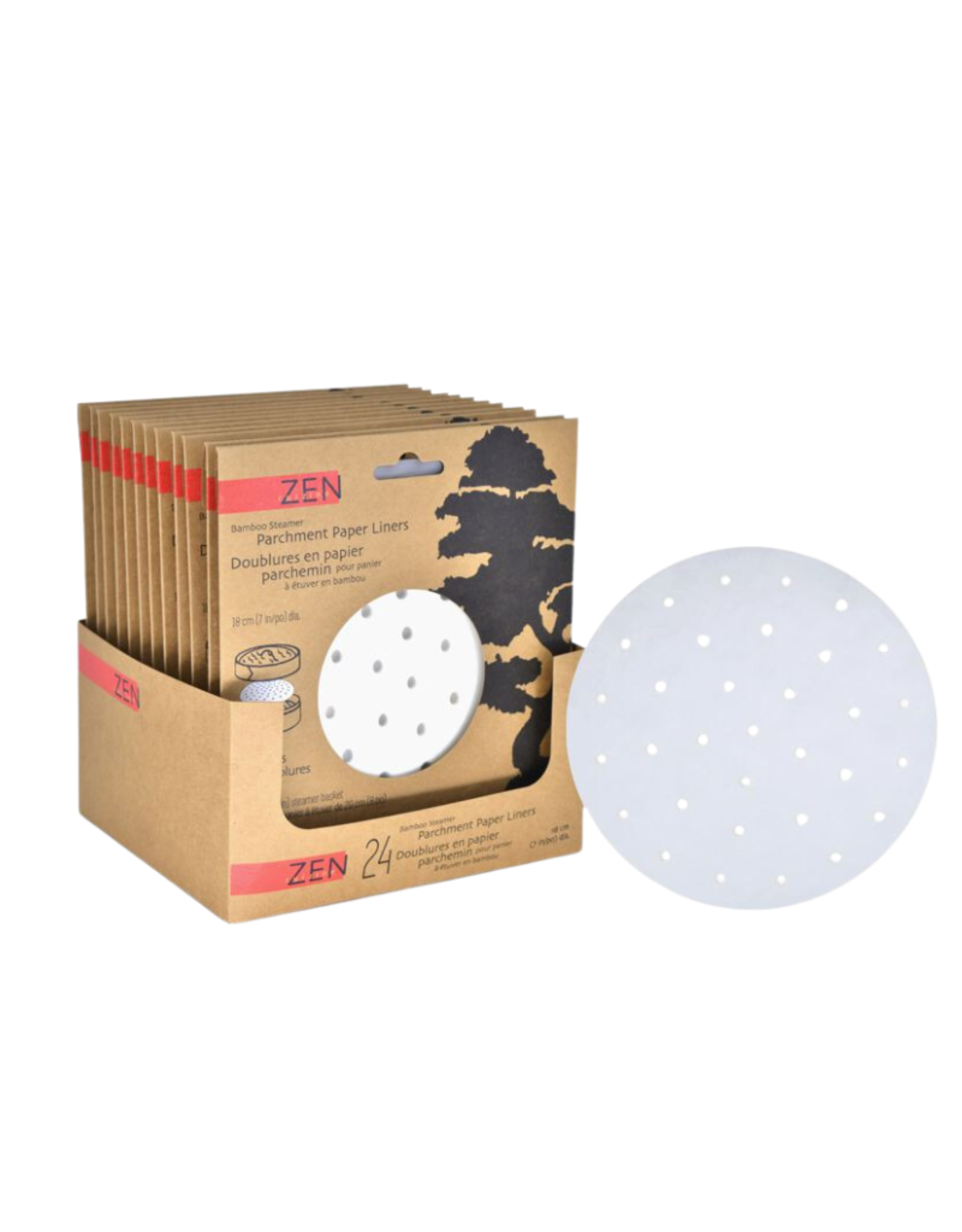 Zen Cuisine Doublures en papier parchemin 18cm pour étuveuse en bambou (24) single