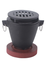 Mini grill Hibachi en fonte avec base en bois