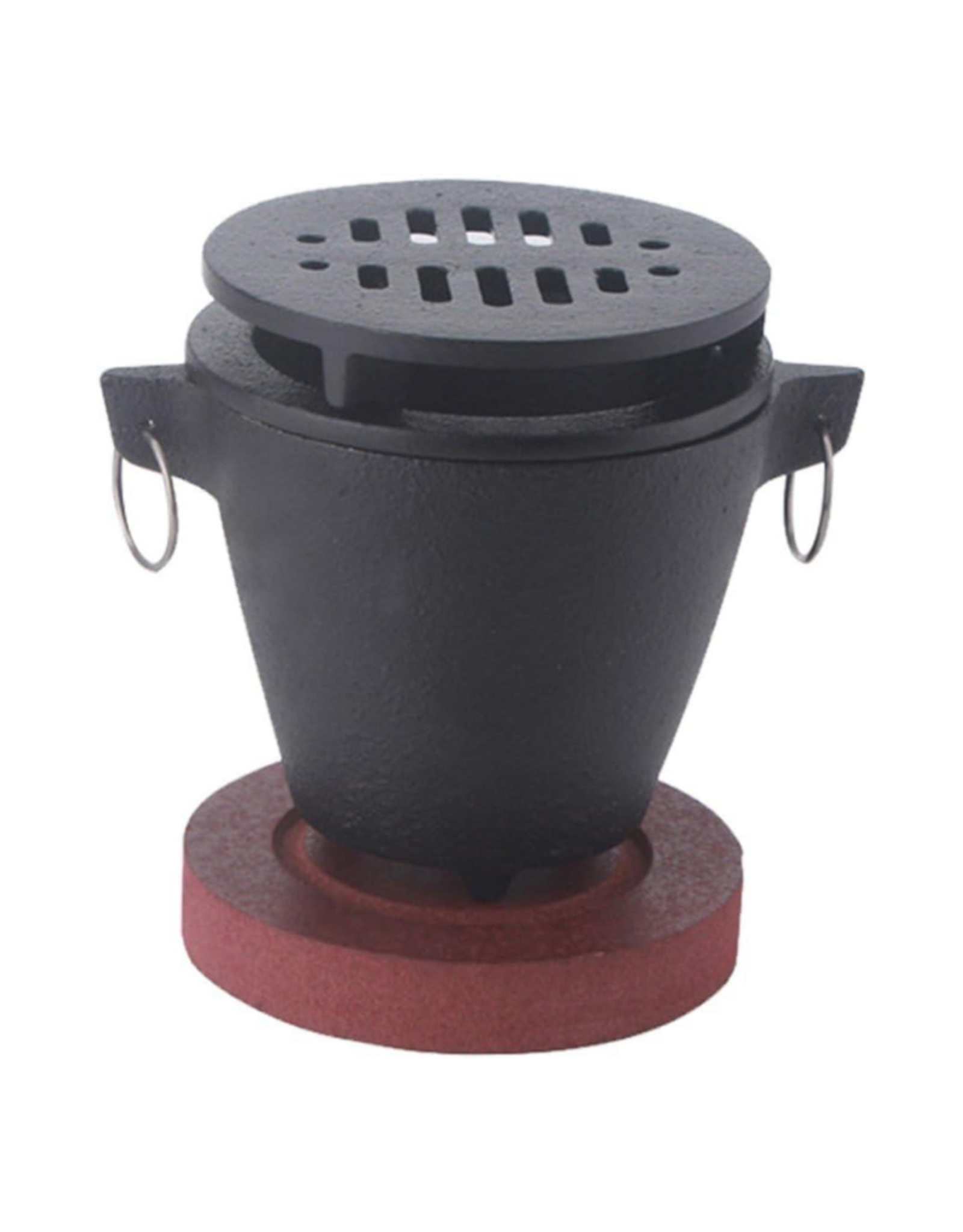 Mini grill Hibachi en fonte avec base en bois