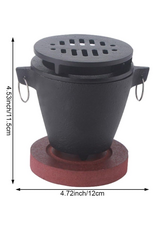 Mini grill Hibachi en fonte avec base en bois