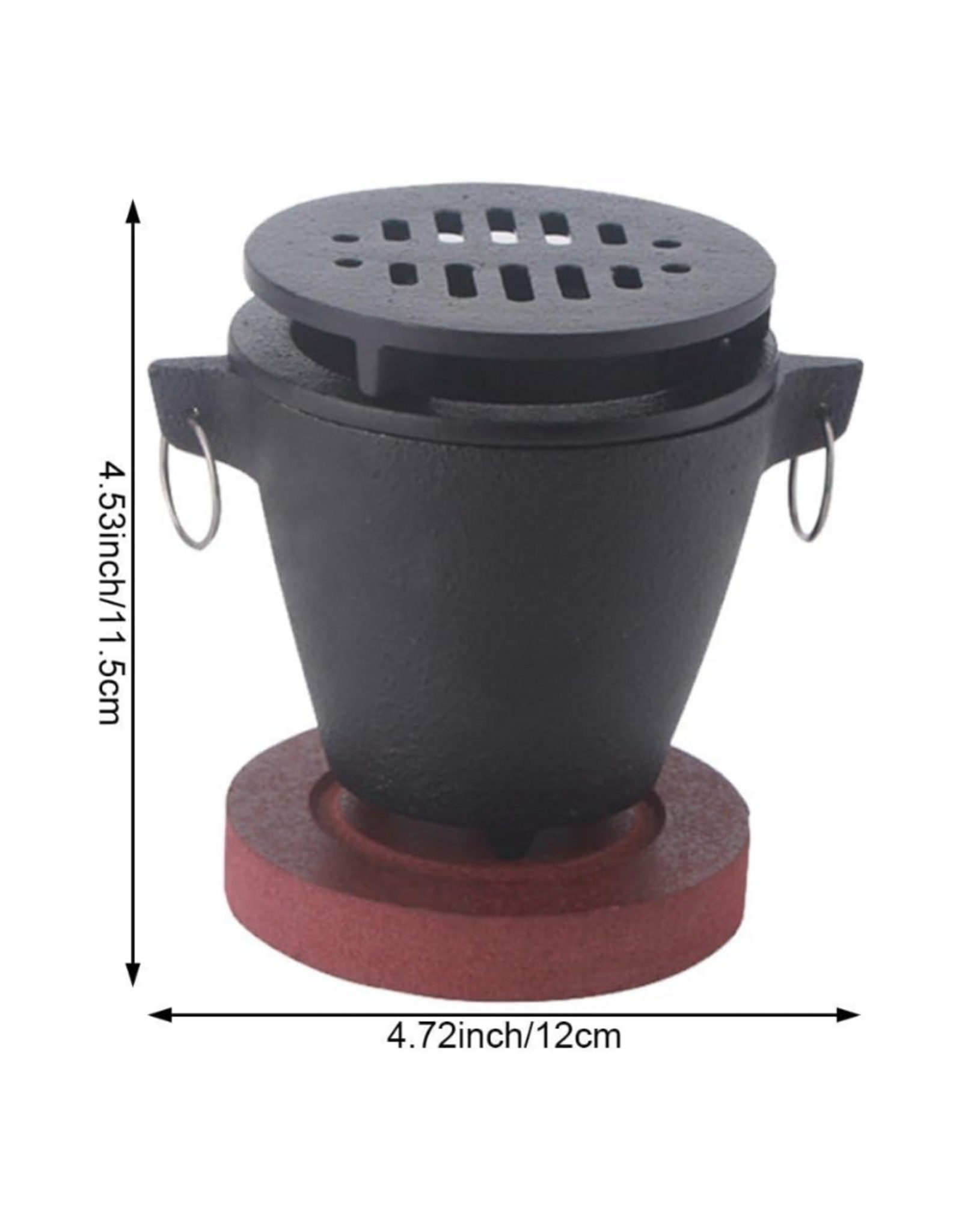 Mini grill Hibachi en fonte avec base en bois