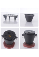 Mini grill Hibachi en fonte avec base en bois