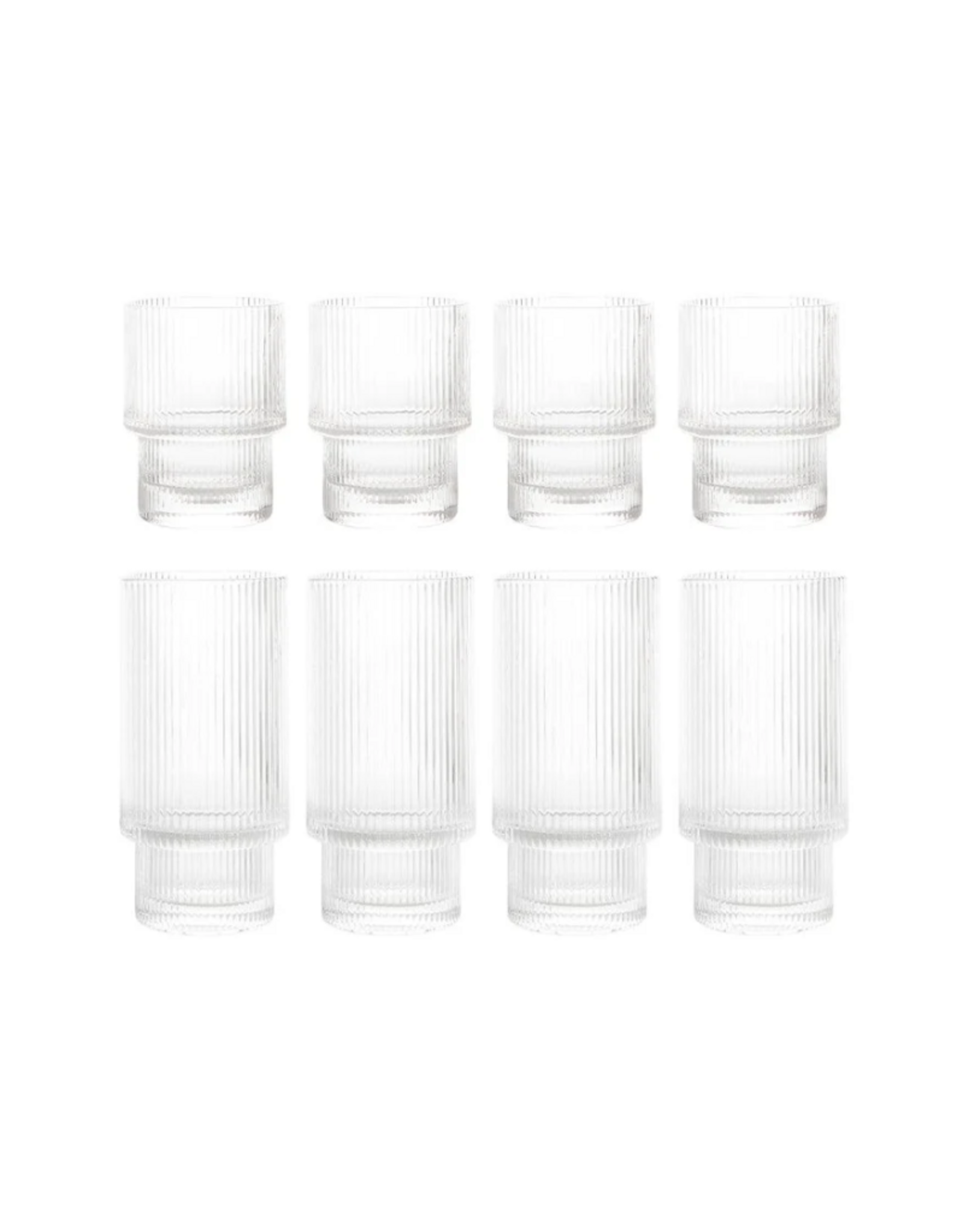 Ens. 8 verres empilables Ridge 385ml et 185ml