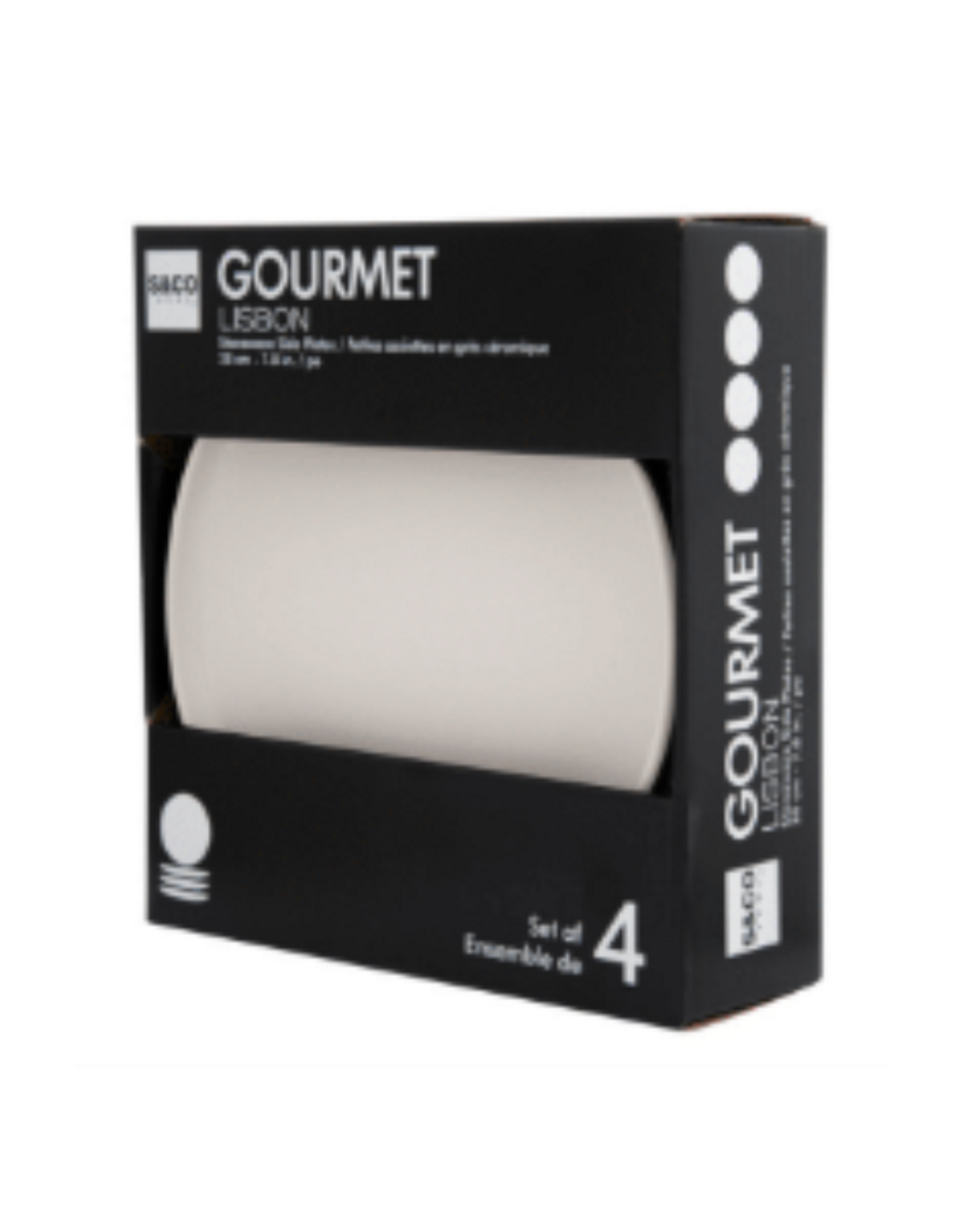 Ens. 4 assiettes à pain en grès Lisbon blanc cassé