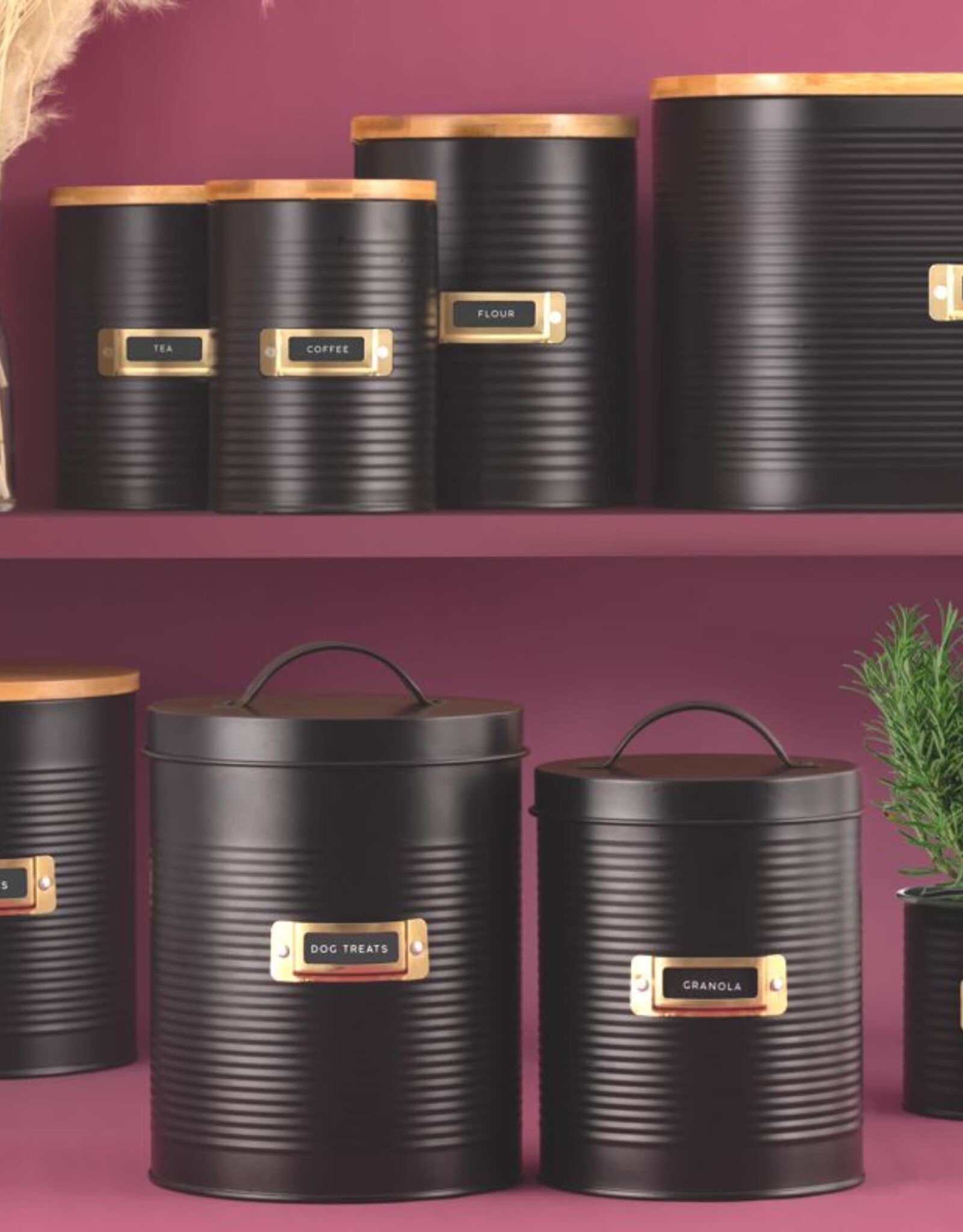 Bac de rangement hermétique OTTO Noir - 3 Litres (Acier & Bambou)