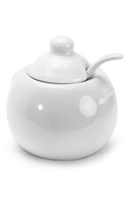 Sucrier en porcelaine blanche BIA avec couvercle et cuillère - 235 ml
