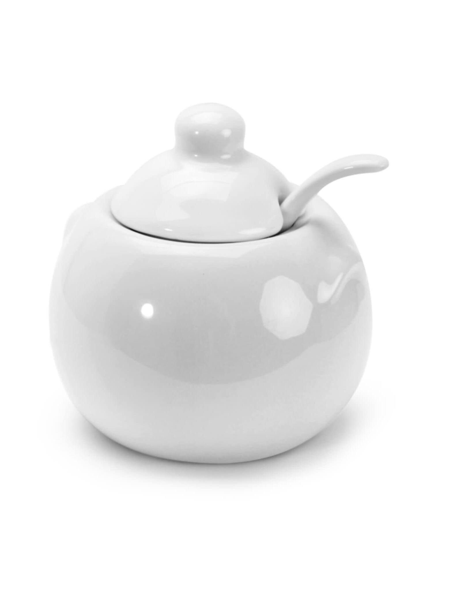 Sucrier en porcelaine blanche BIA avec couvercle et cuillère - 235 ml