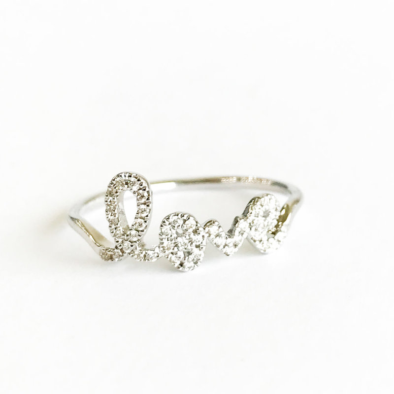 SYDNEY EVAN White Gold Diamond Love Ring