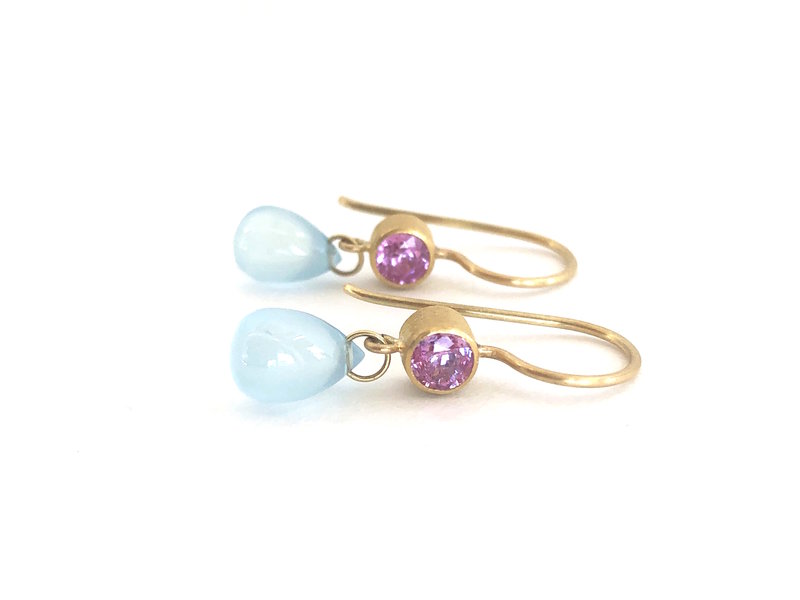MALLARY MARKS Apple & Eve Earrings - Pink Sapphire & Aquamarine